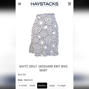 Haystacks White Doily Jacquard Knit Bias Skirt  Women's Size Medium
